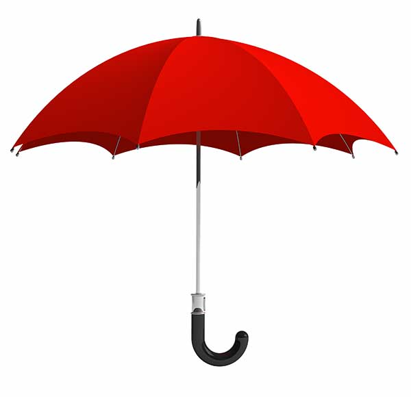 Ein grosser roter Regenschirm für die finanzielle Absicherung.